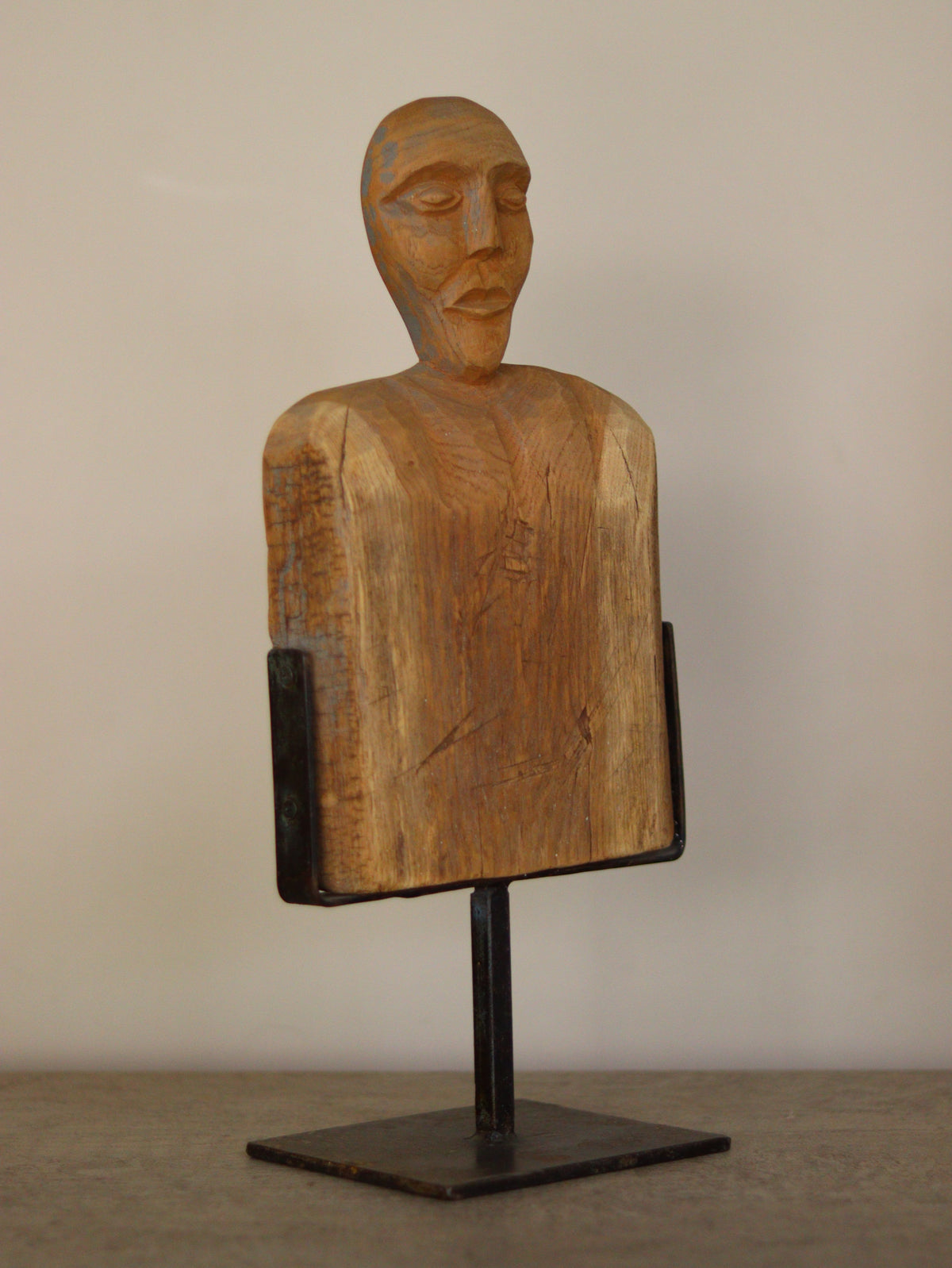 Abstract Wooden Face Sculpture