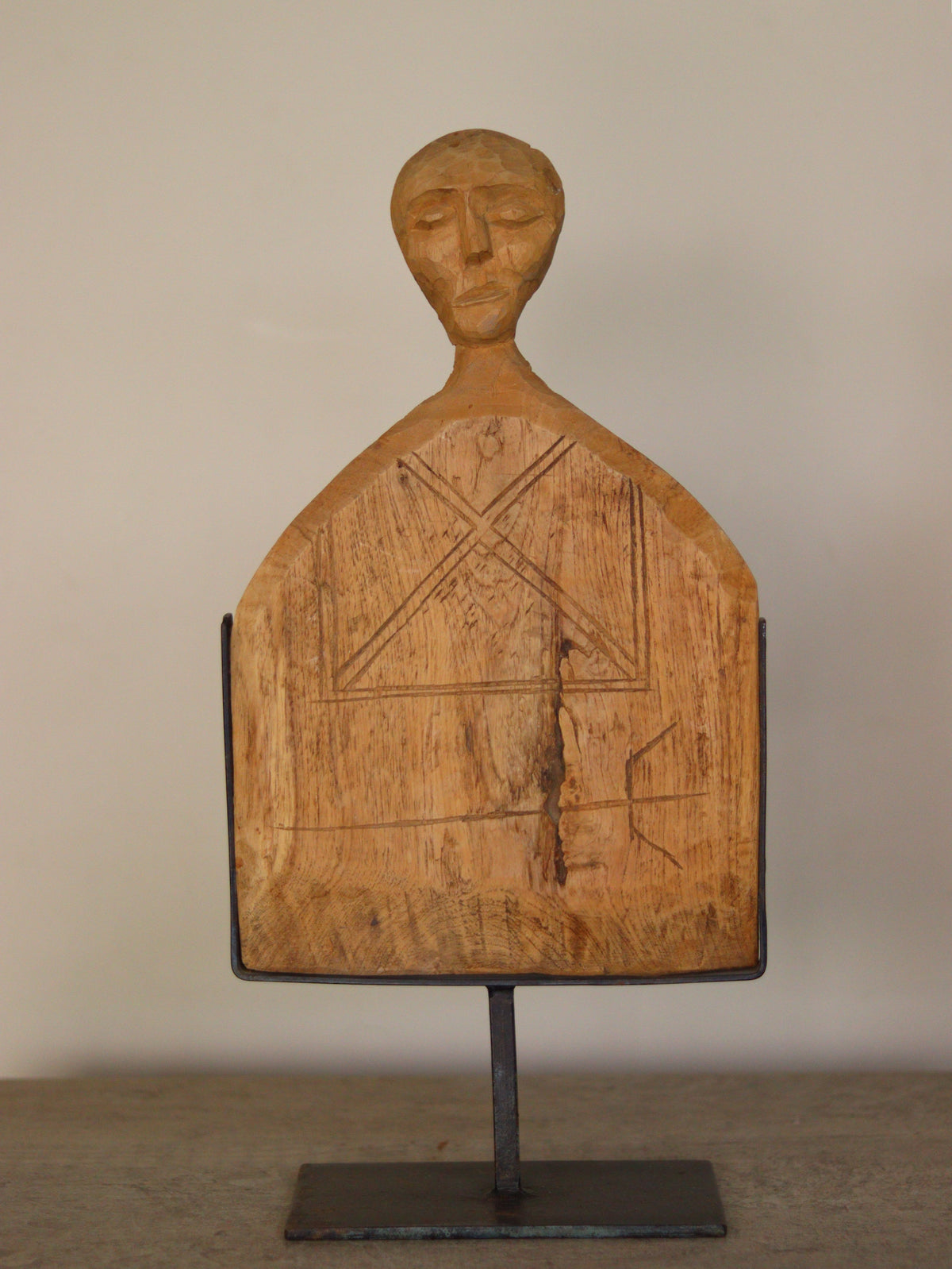 Abstract Wooden Face Sculpture