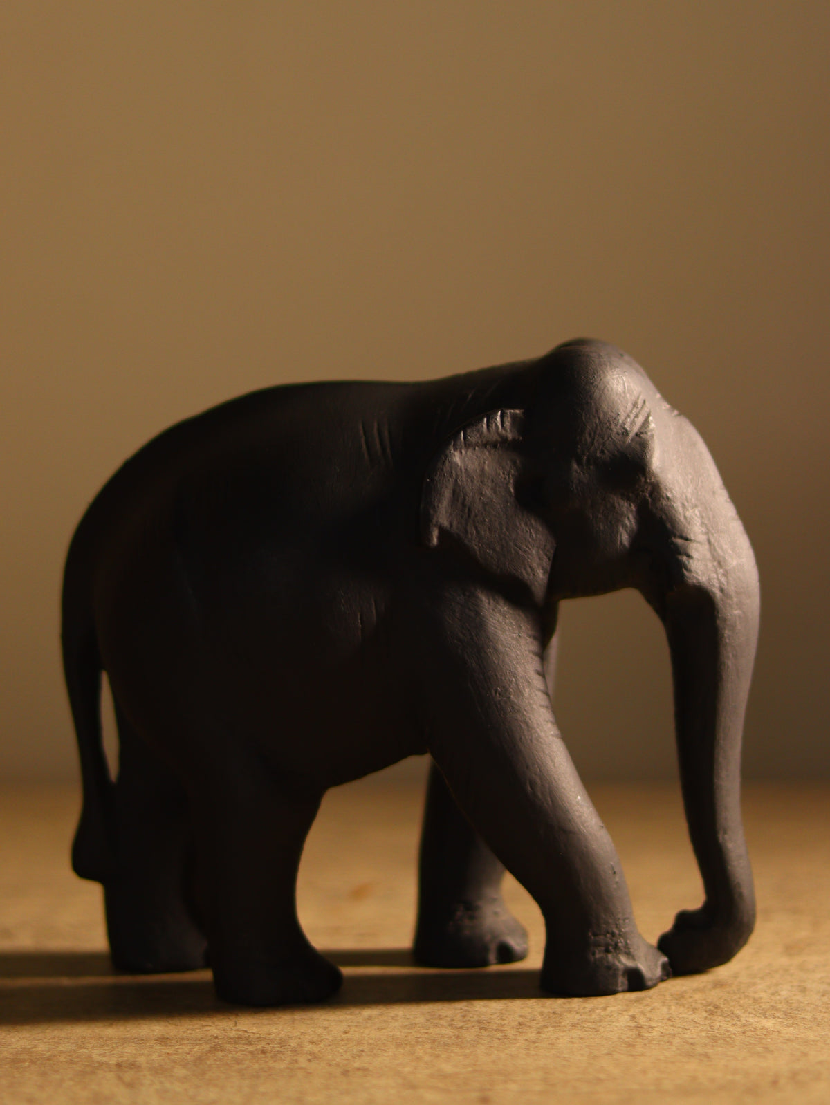 Wooden Elephant Sculpture - Black