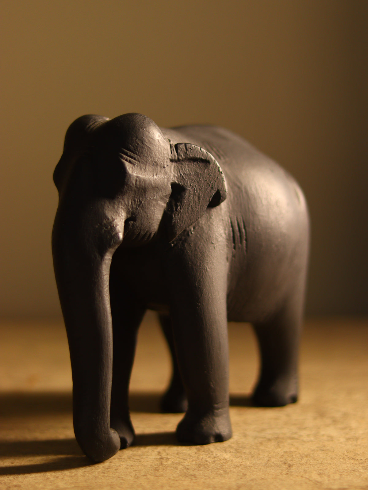 Wooden Elephant Sculpture - Black