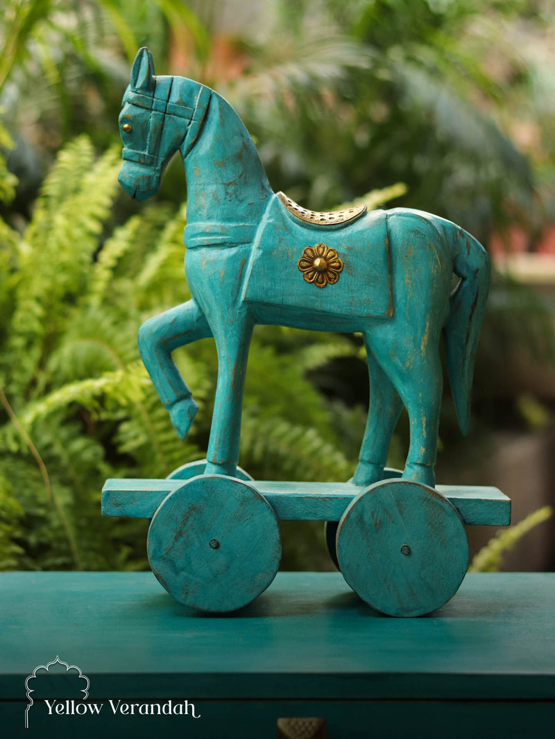 Wooden Horse on Wheel