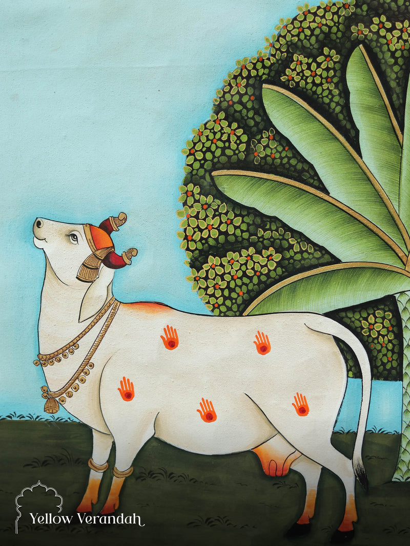 Original Pichwai Painting - Cow