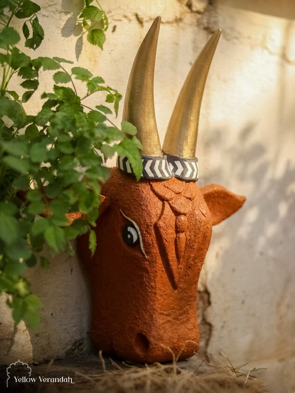 Wooden Cow Head Wall Decor - 15"