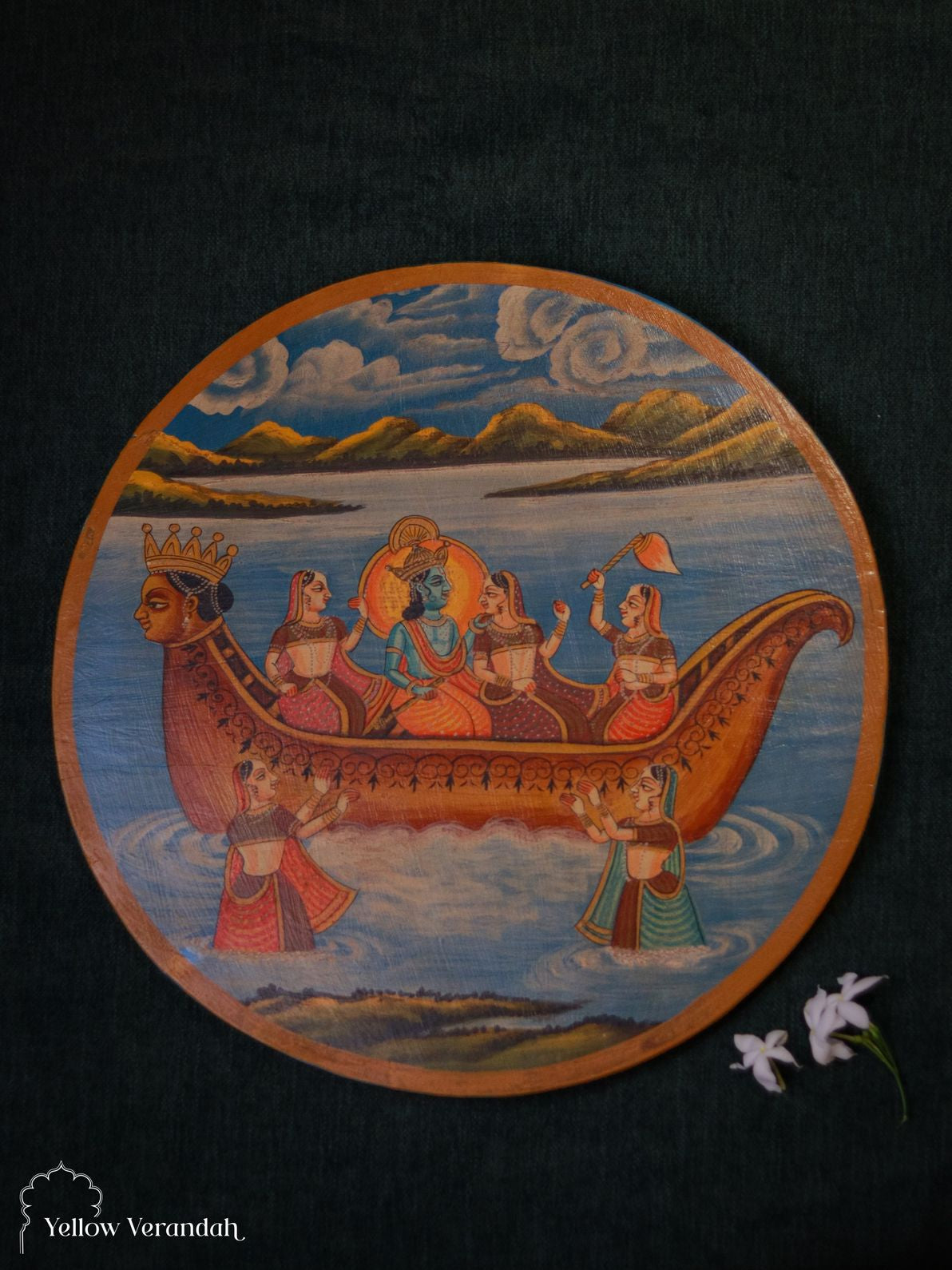 Pichwai Krishna Wall Plate - 17"