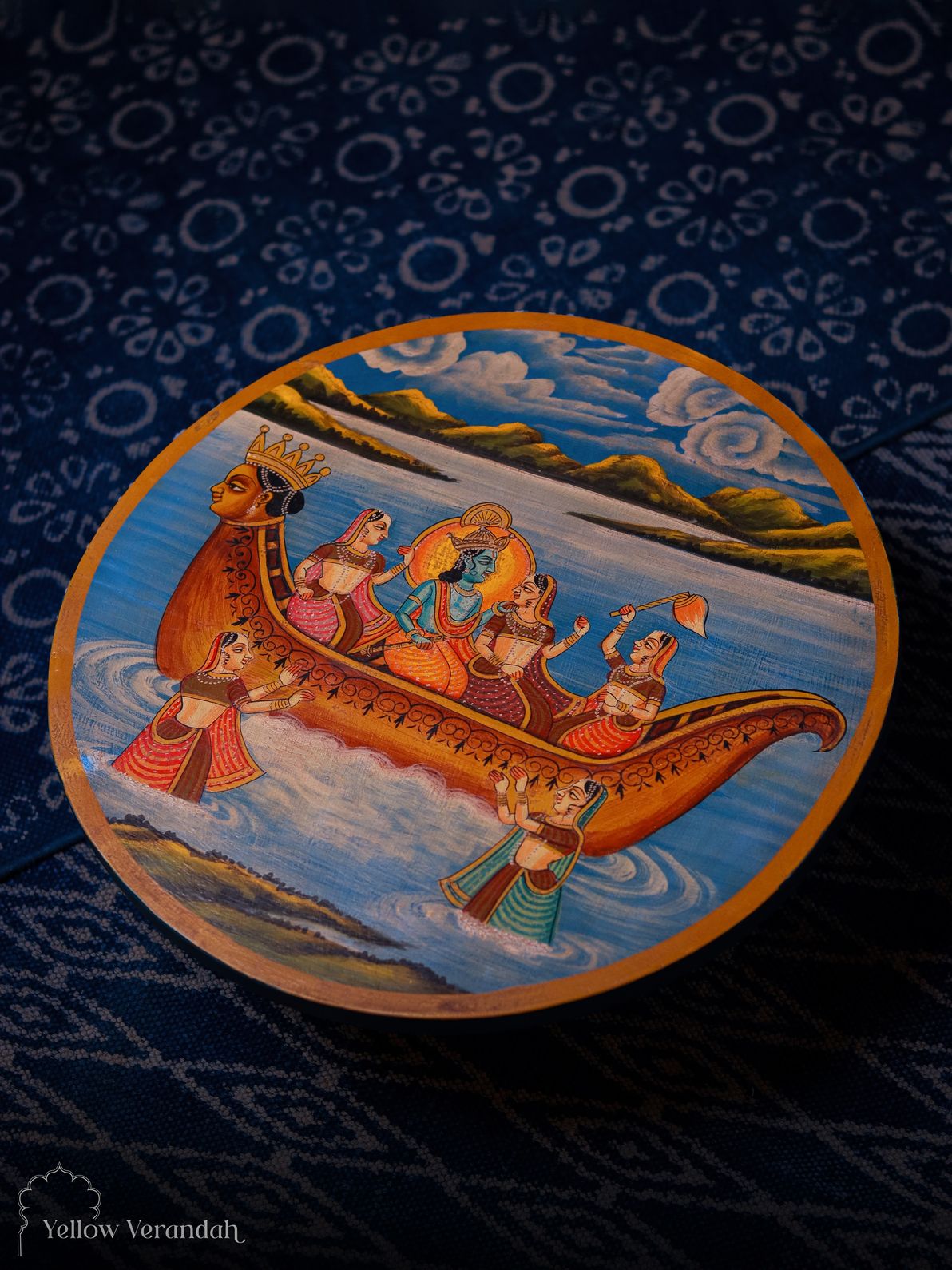 Pichwai Krishna Wall Plate - 17"