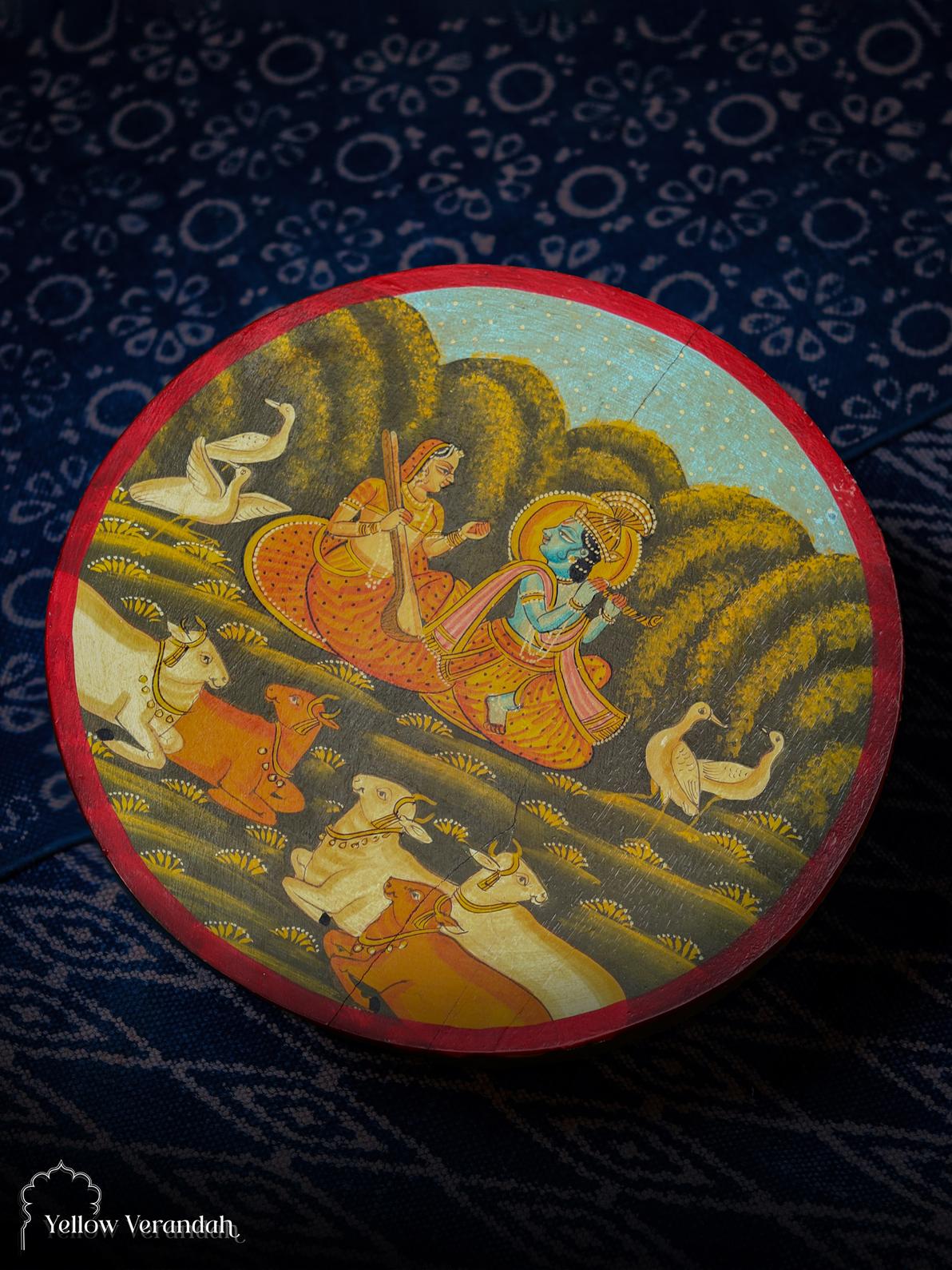 Pichwai Krishna Wall Plate - 13"