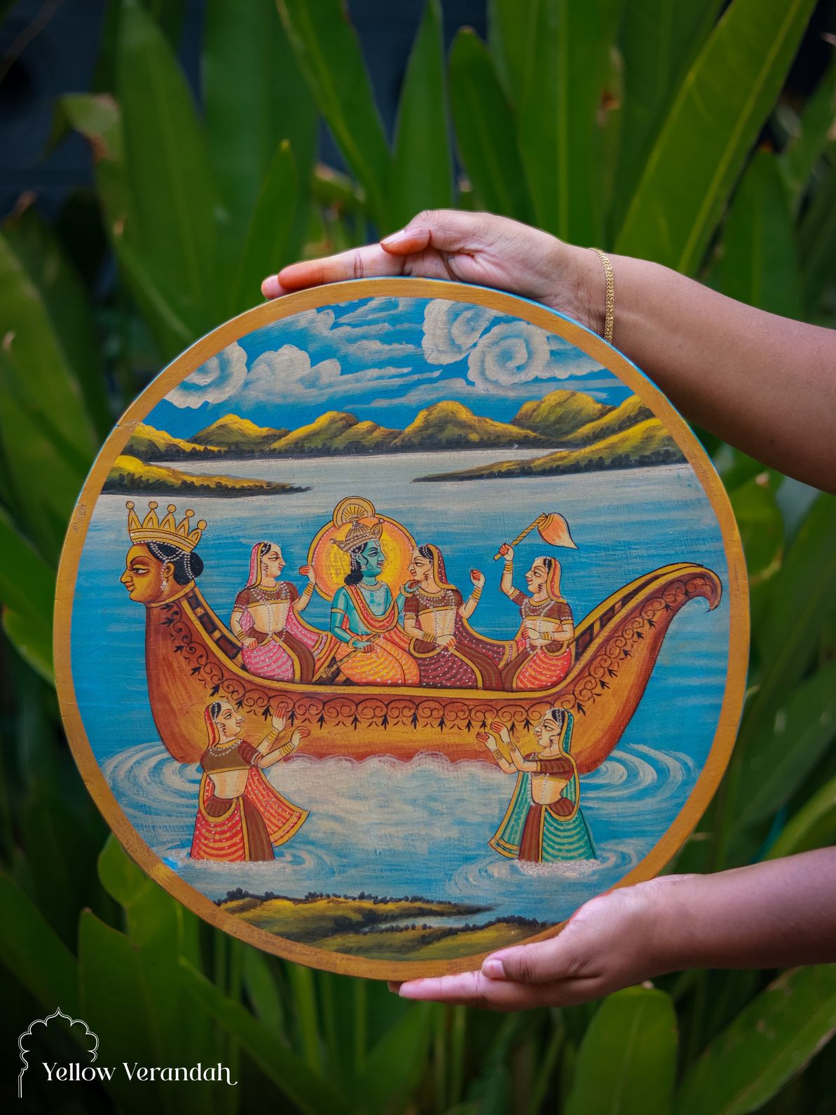 Pichwai Krishna Wall Plate - 17"