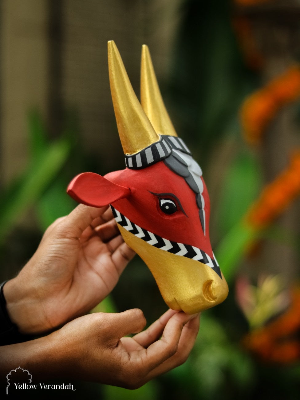 Wooden Cow Head Wall Decor - 10"