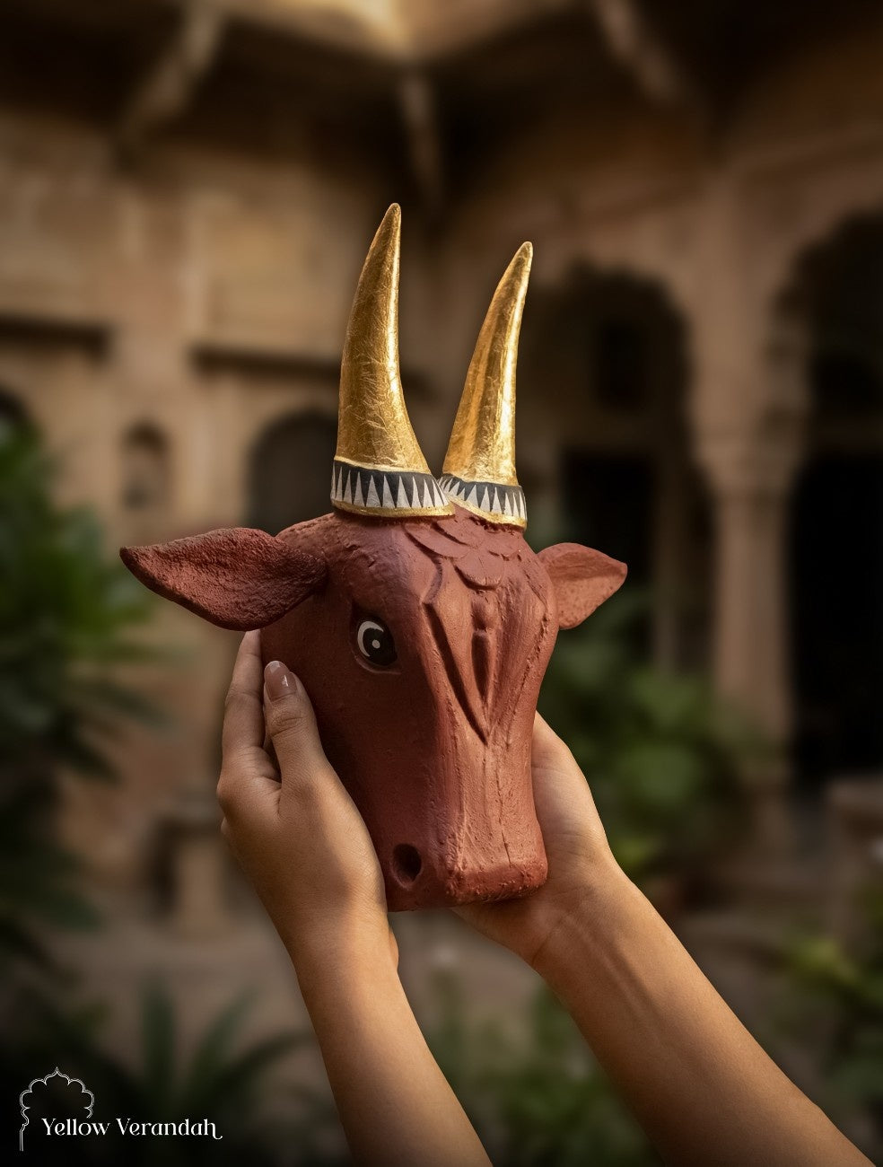 Wooden Cow Head Wall Decor - 15"