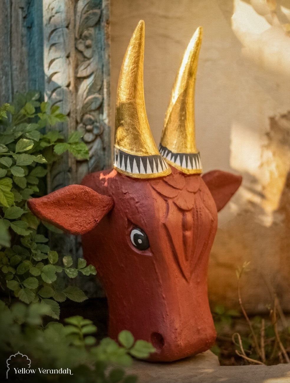 Wooden Cow Head Wall Decor - 15"