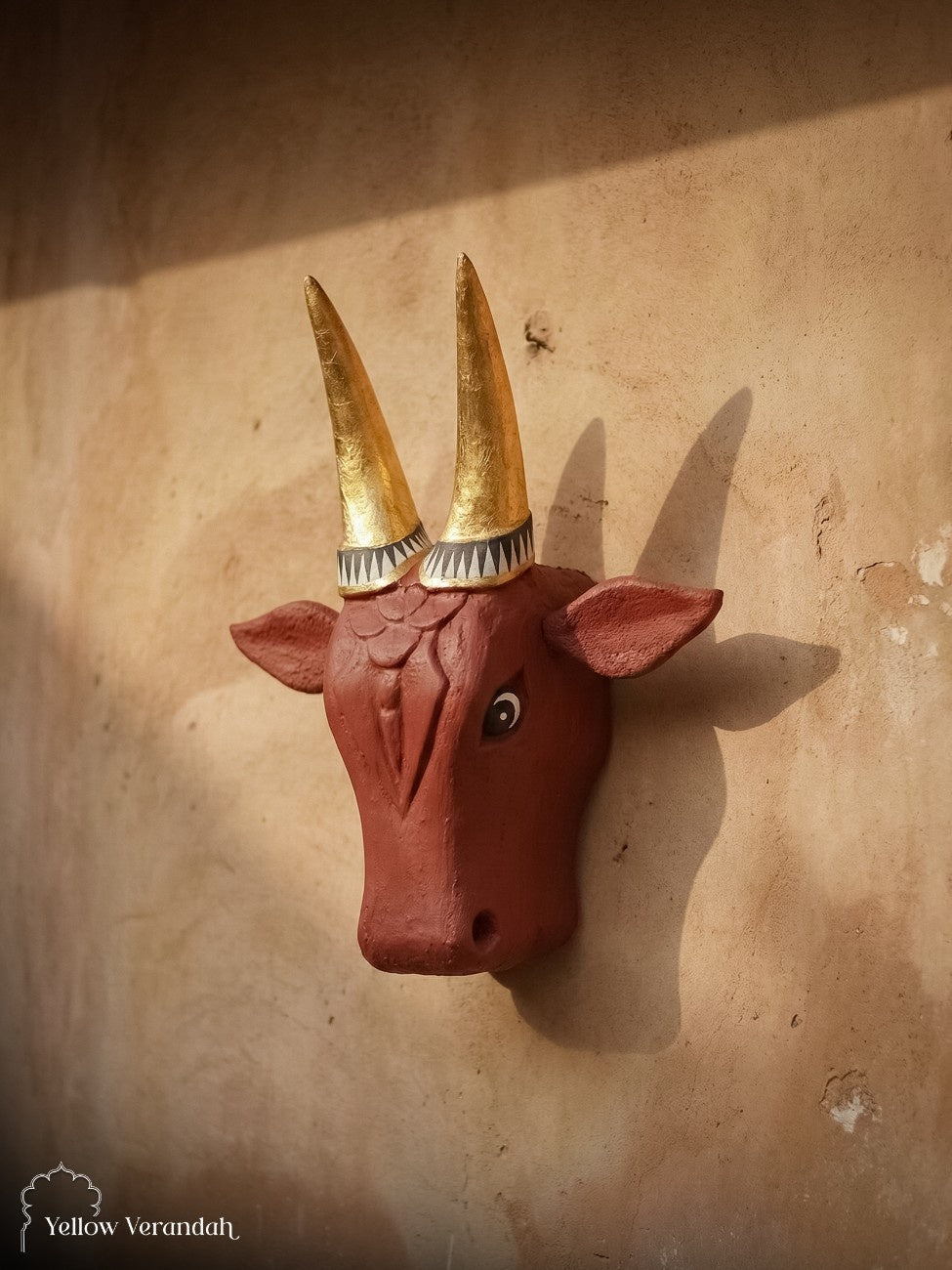 Wooden Cow Head Wall Decor - 15"