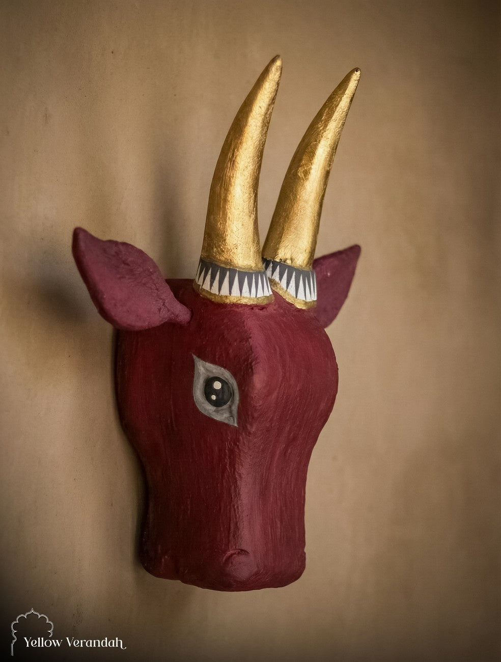 Wooden Cow Head Wall Decor - 15"