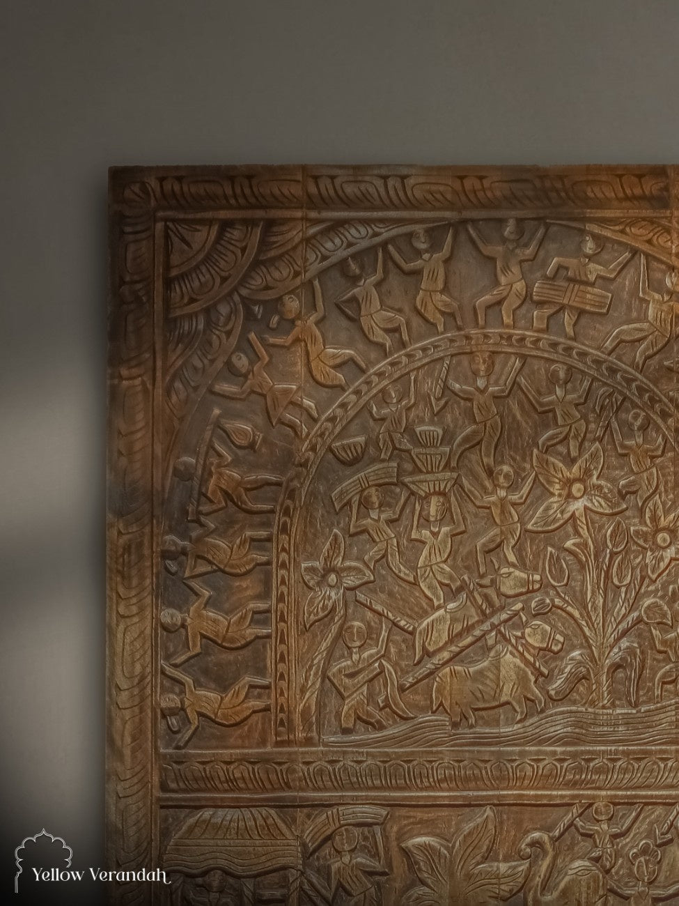 Odisha Tribal Wooden Wall Panel – Yellow Verandah
