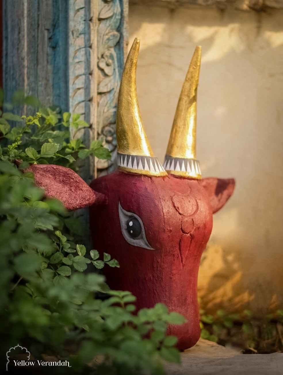 Wooden Cow Head Wall Decor - 15"