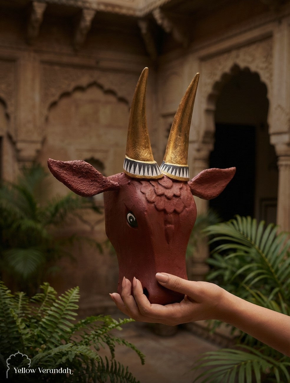 Wooden Cow Head Wall Decor - 15"