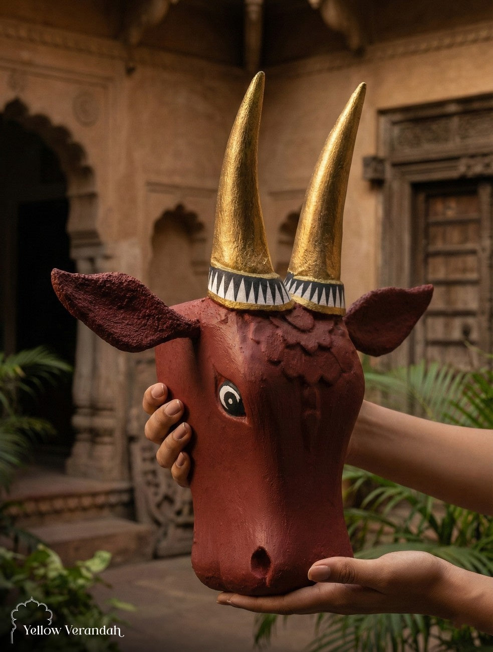 Wooden Cow Head Wall Decor - 15"