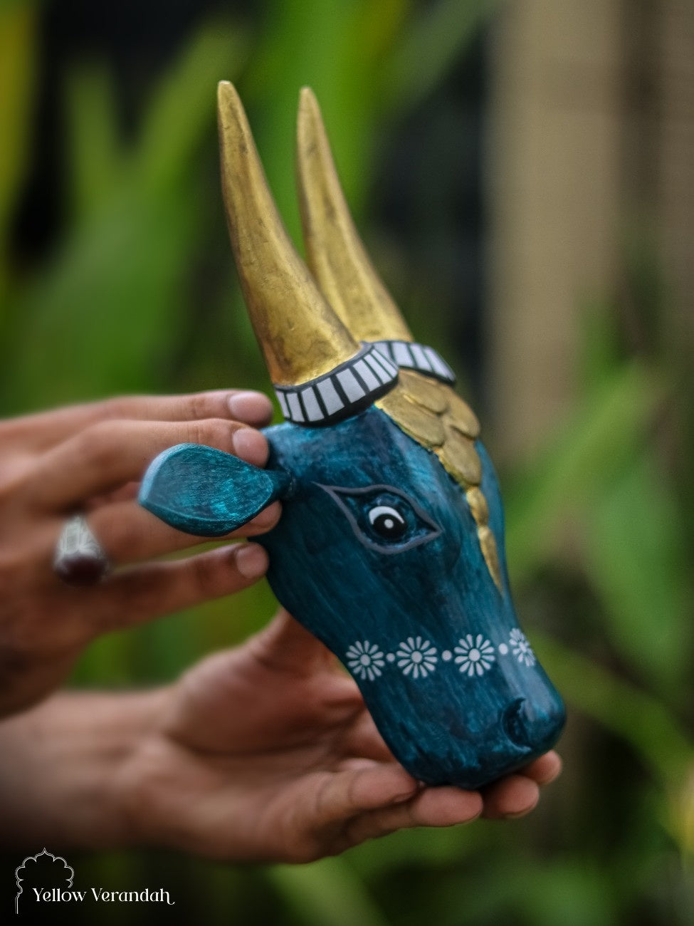 Wooden Cow Head Wall Decor - 10"