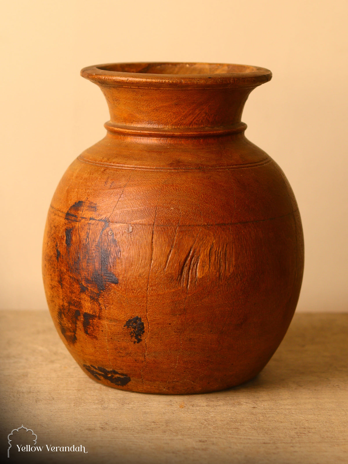 Antique Wooden Pot Vase