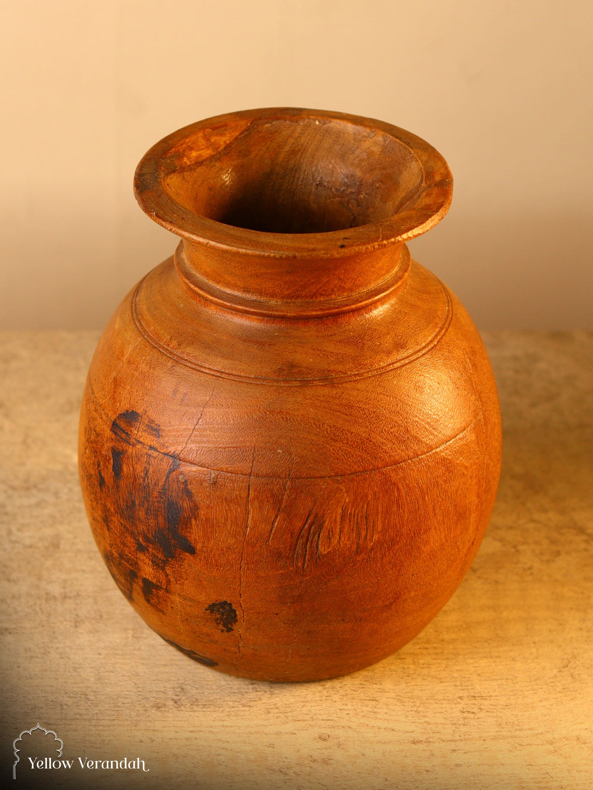 Antique Wooden Pot Vase