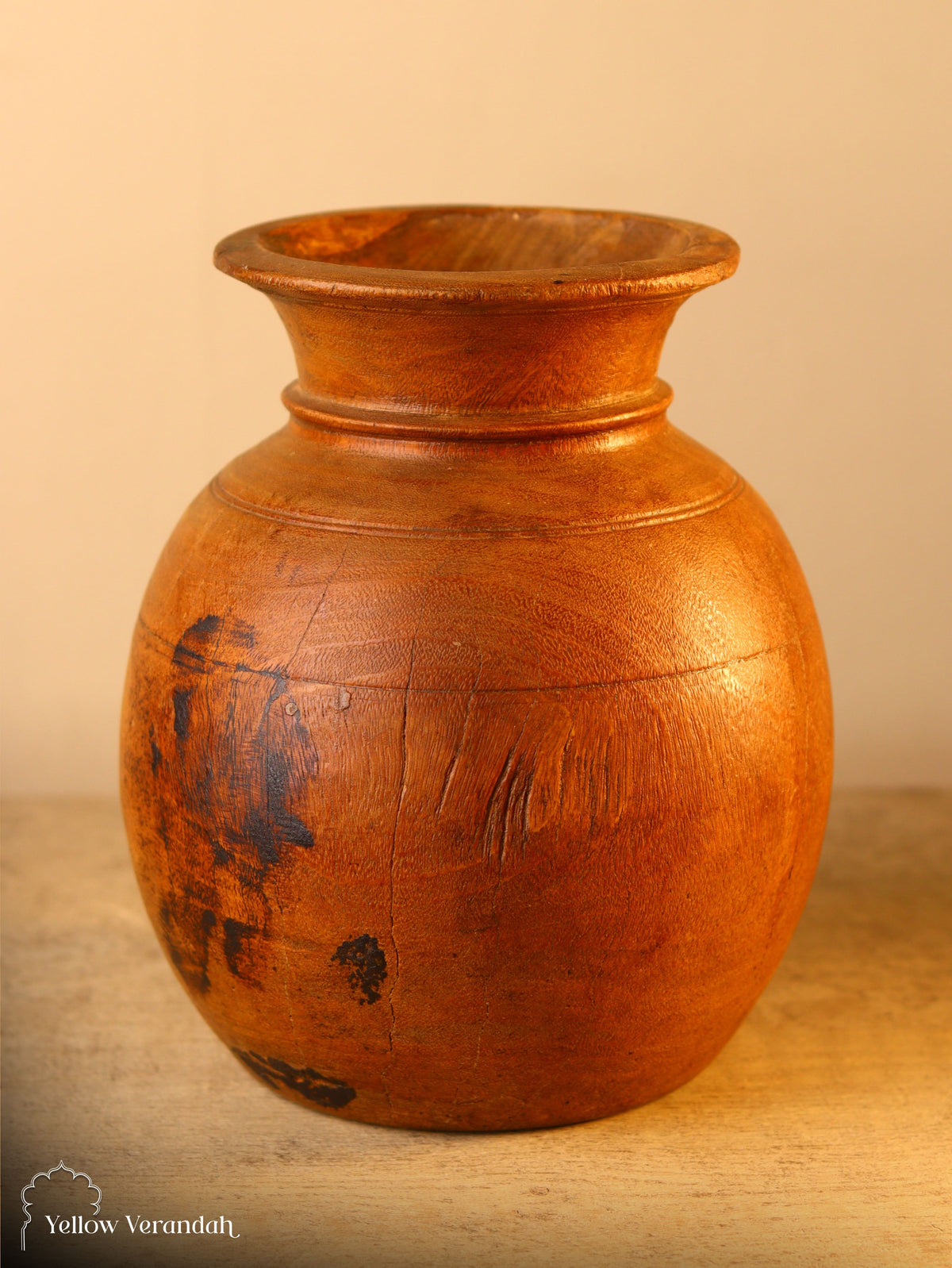 Antique Wooden Pot Vase