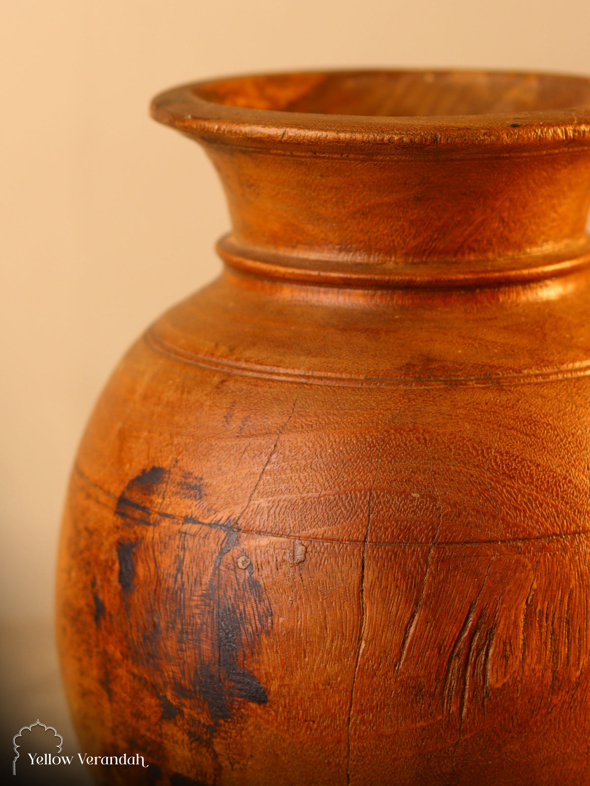 Antique Wooden Pot Vase