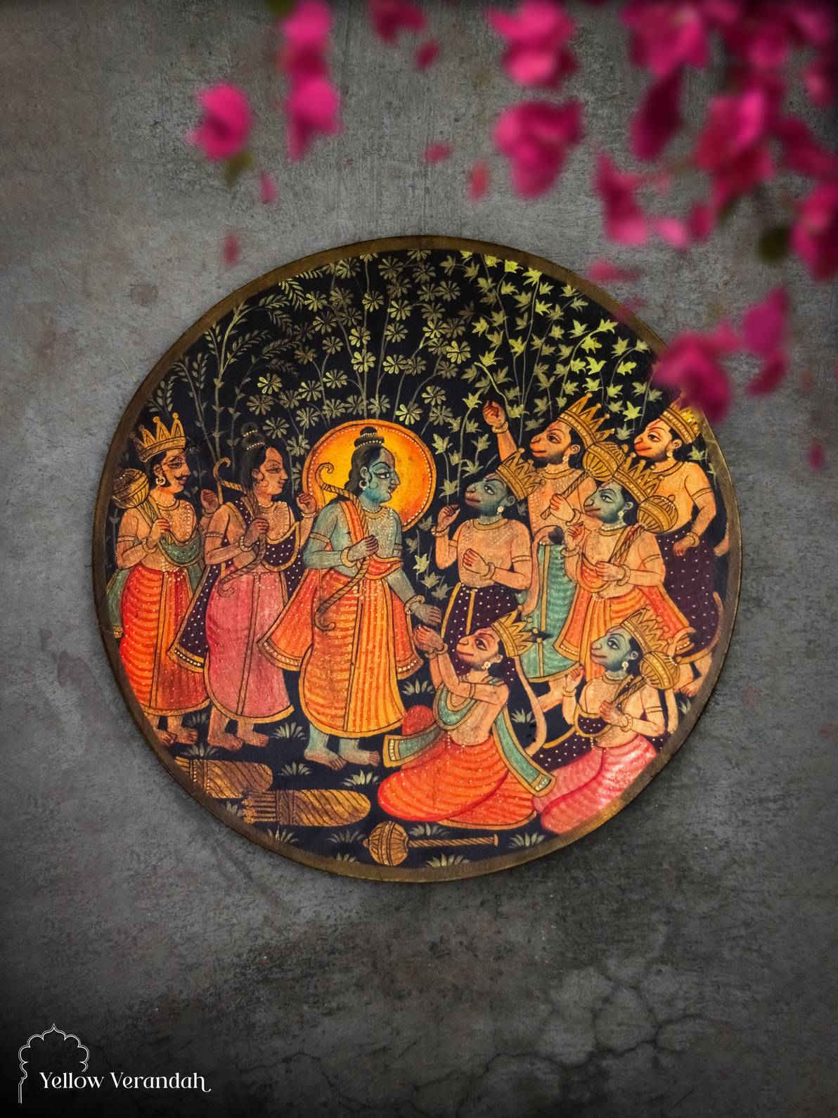 Pichwai Sri Ram Wall Plate - 16"