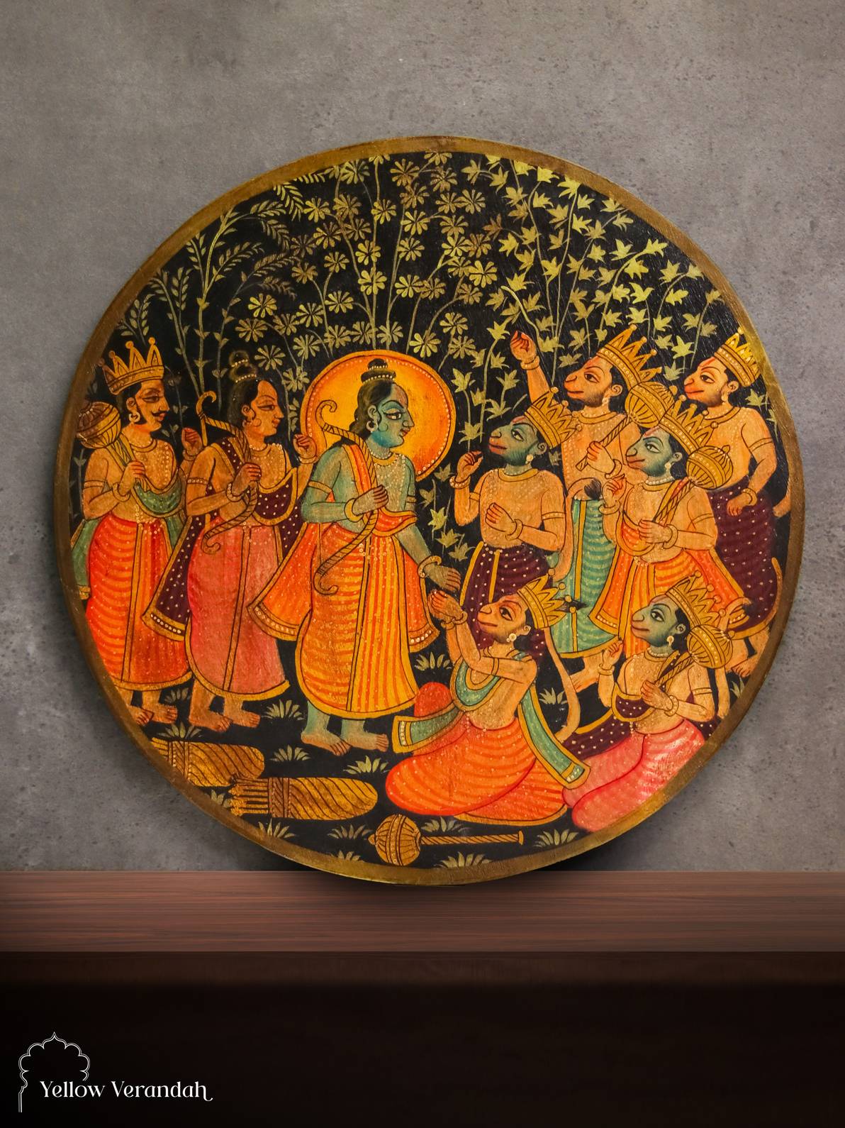 Pichwai Sri Ram Wall Plate - 16"