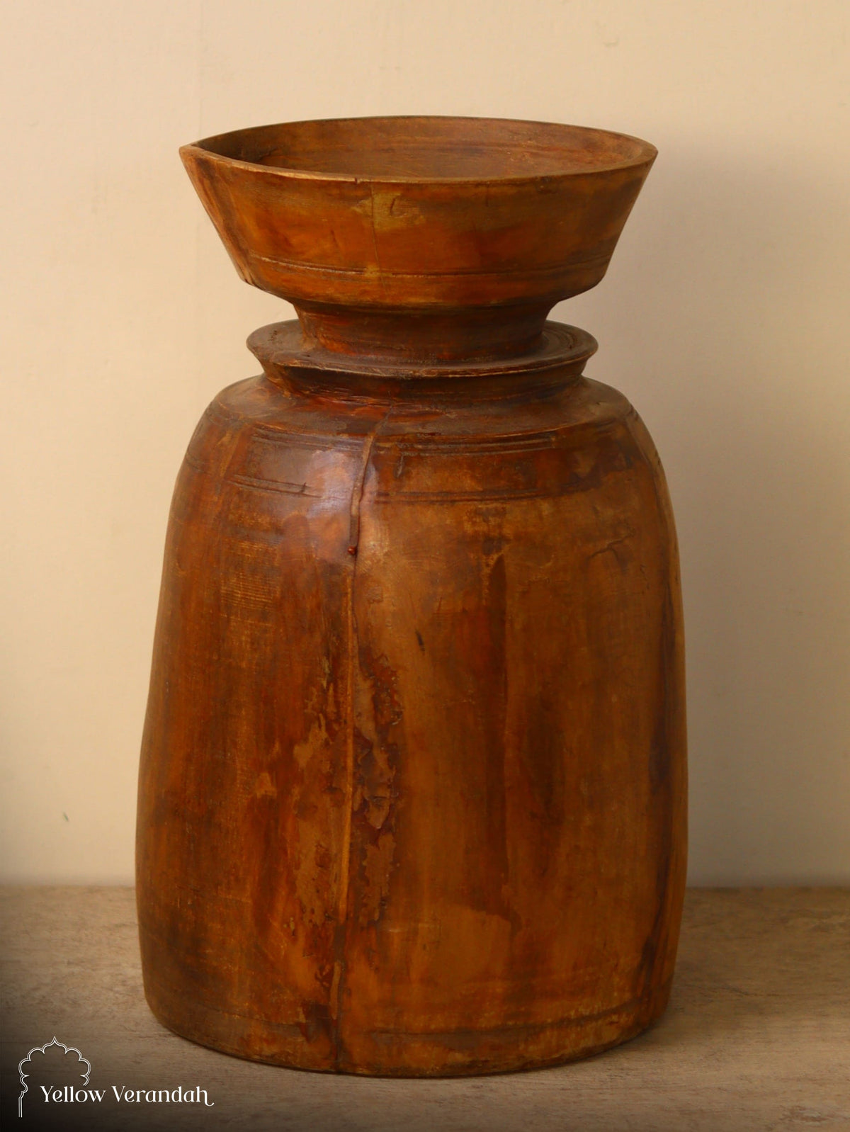 Antique Wooden Pot Vase
