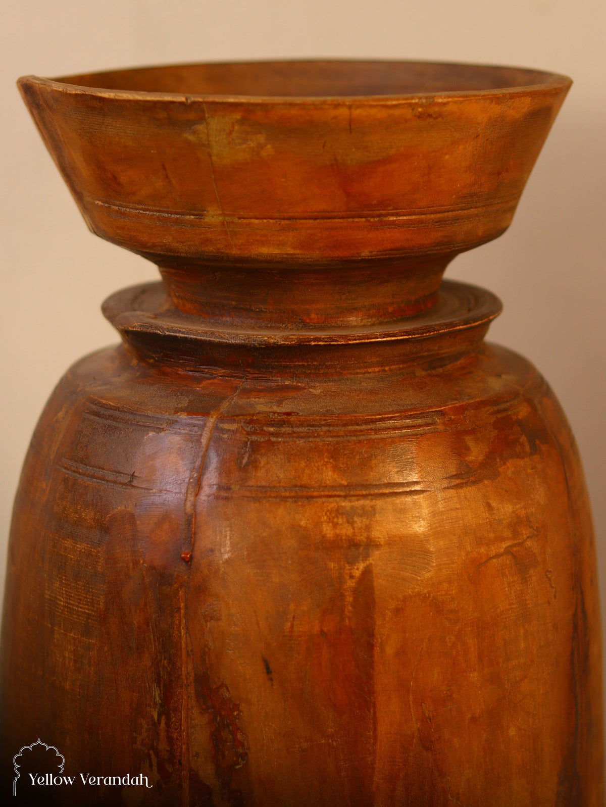 Antique Wooden Pot Vase