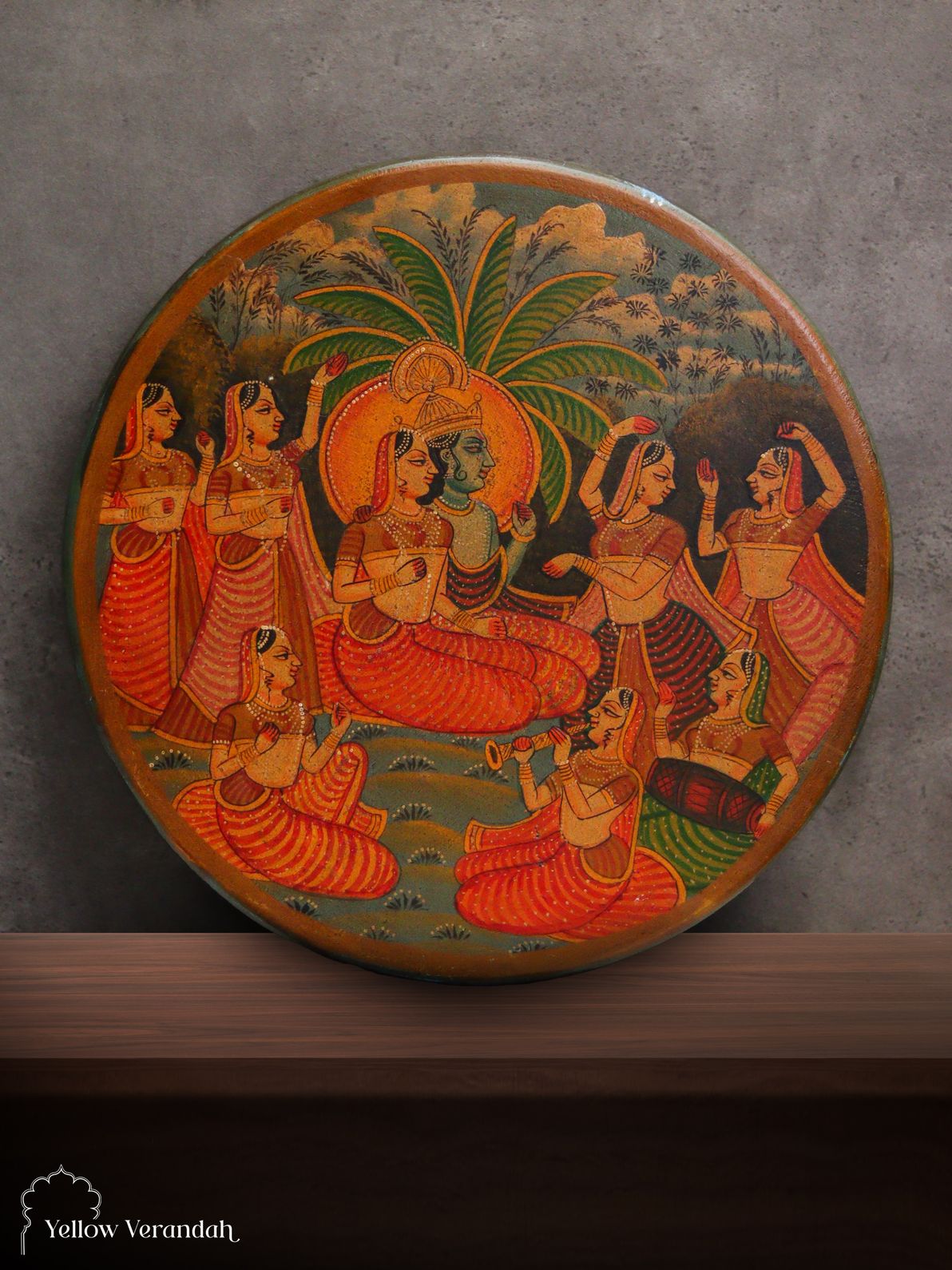 Pichwai Krishna Wall Plate - 15"