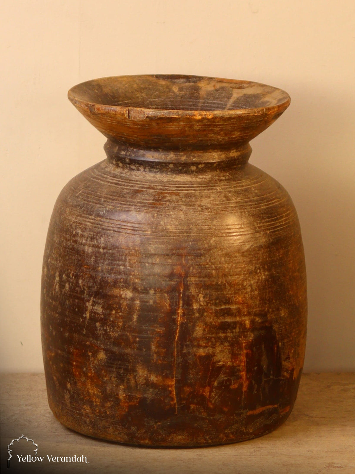 Antique Wooden Pot Vase