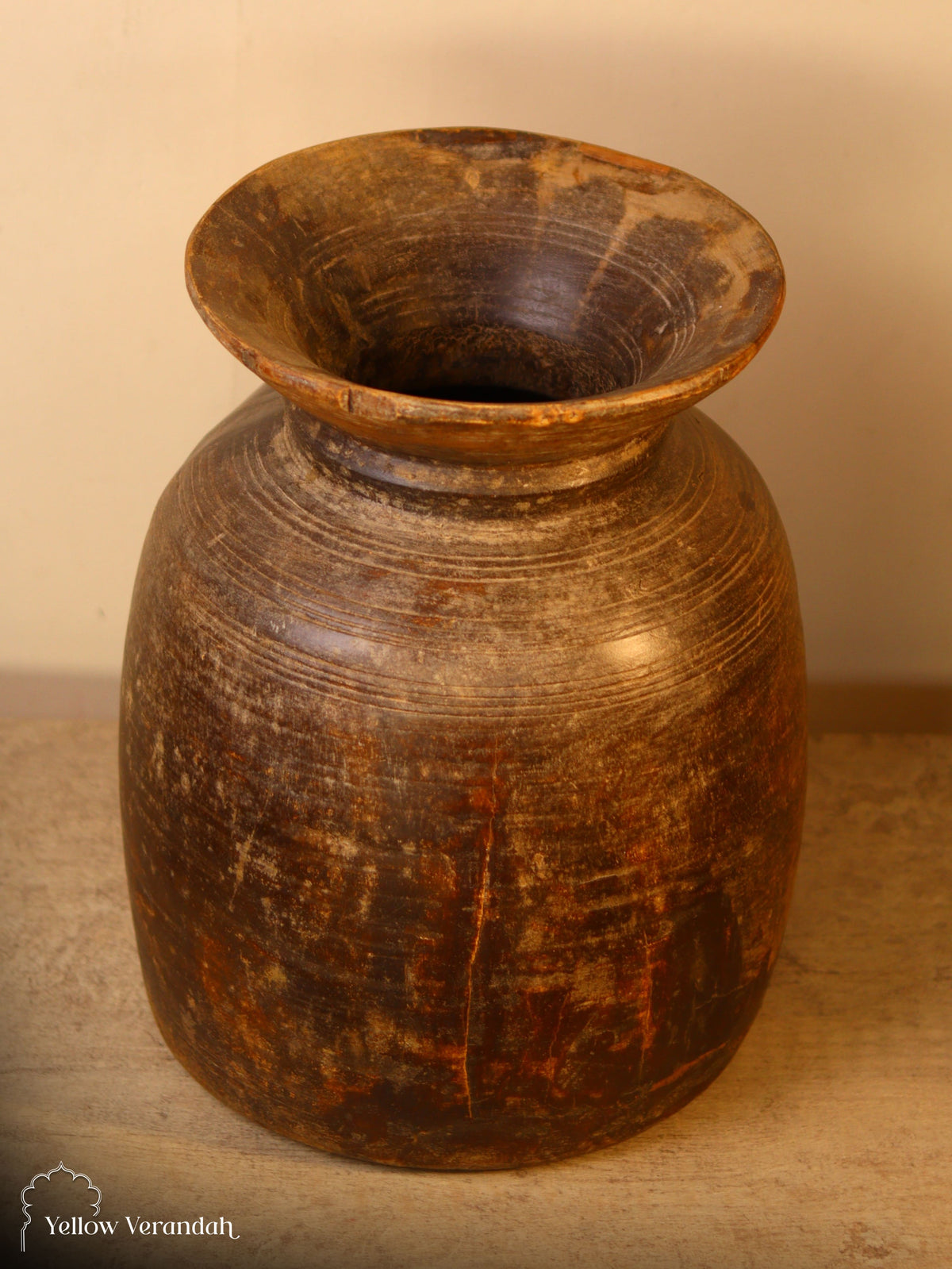 Antique Wooden Pot Vase