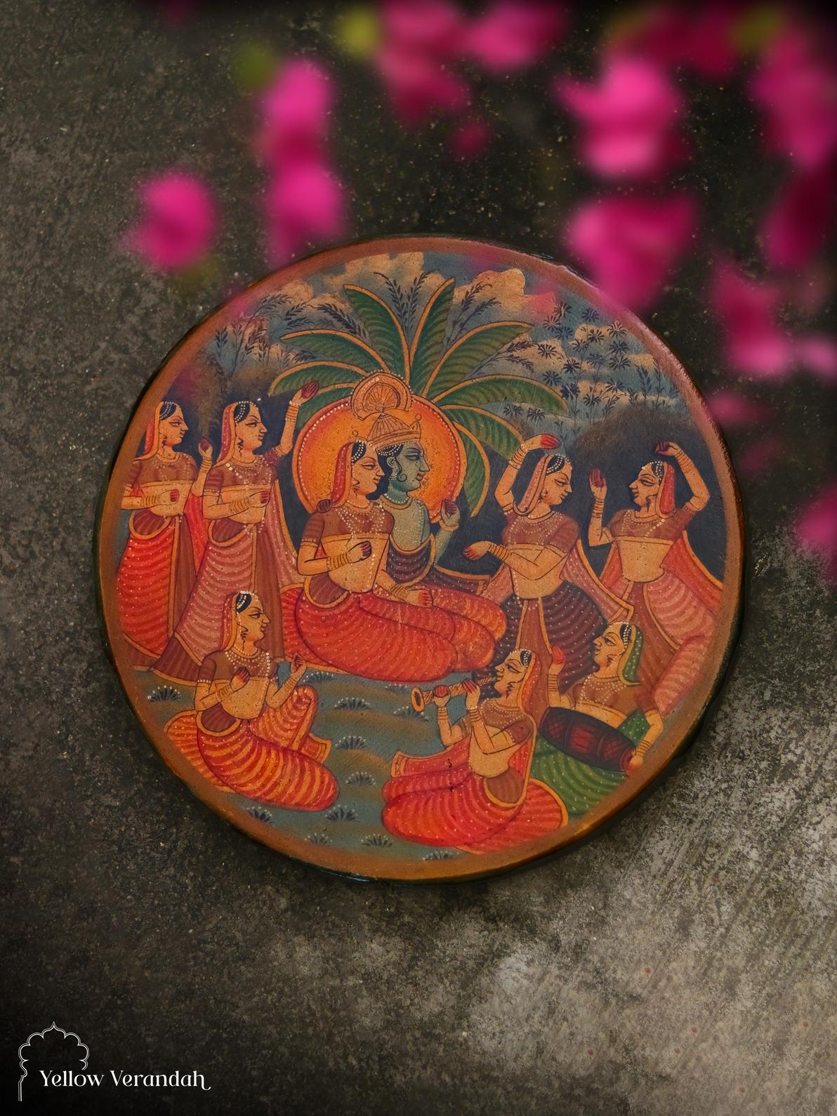 Pichwai Krishna Wall Plate - 15"