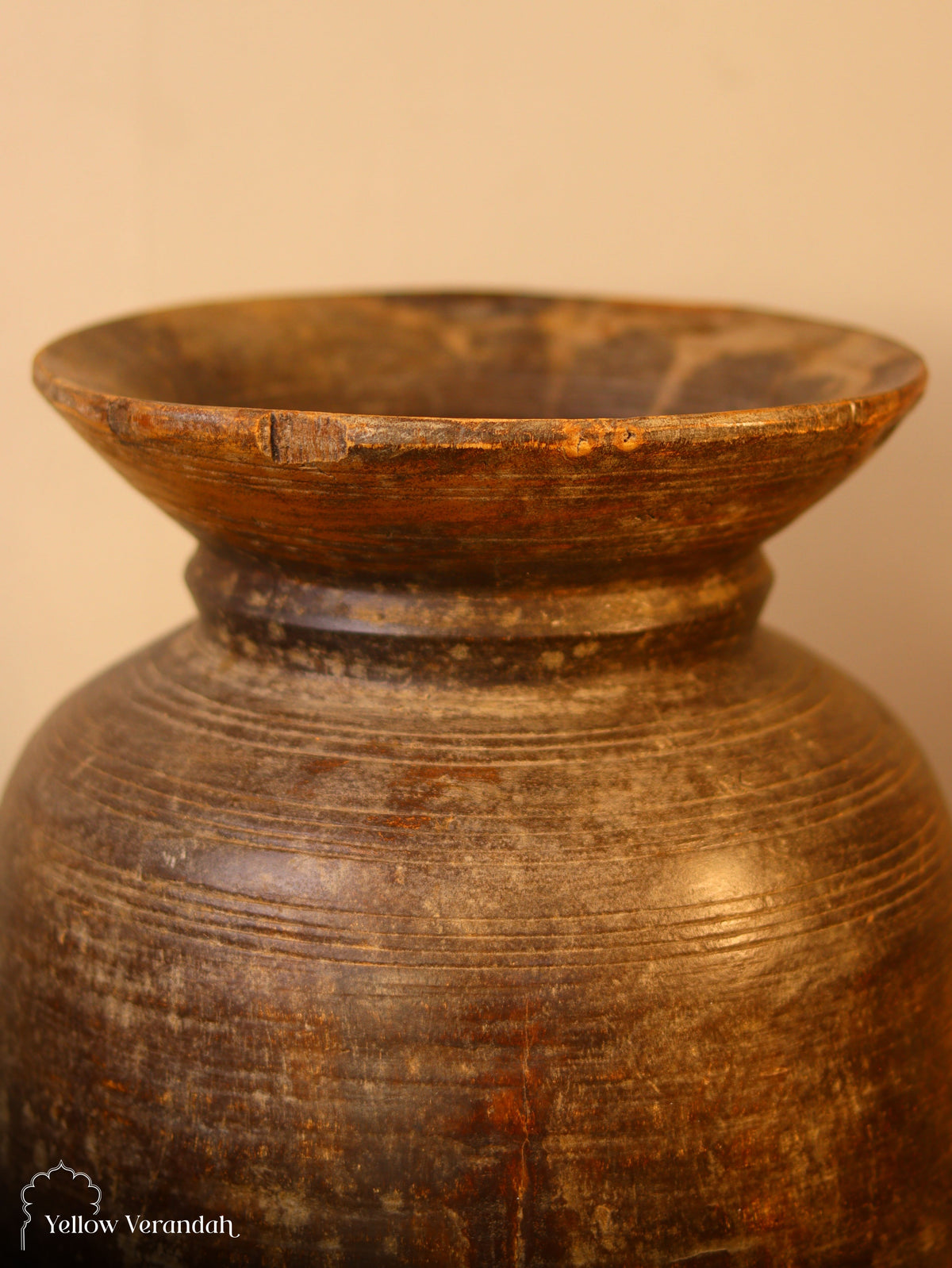 Antique Wooden Pot Vase