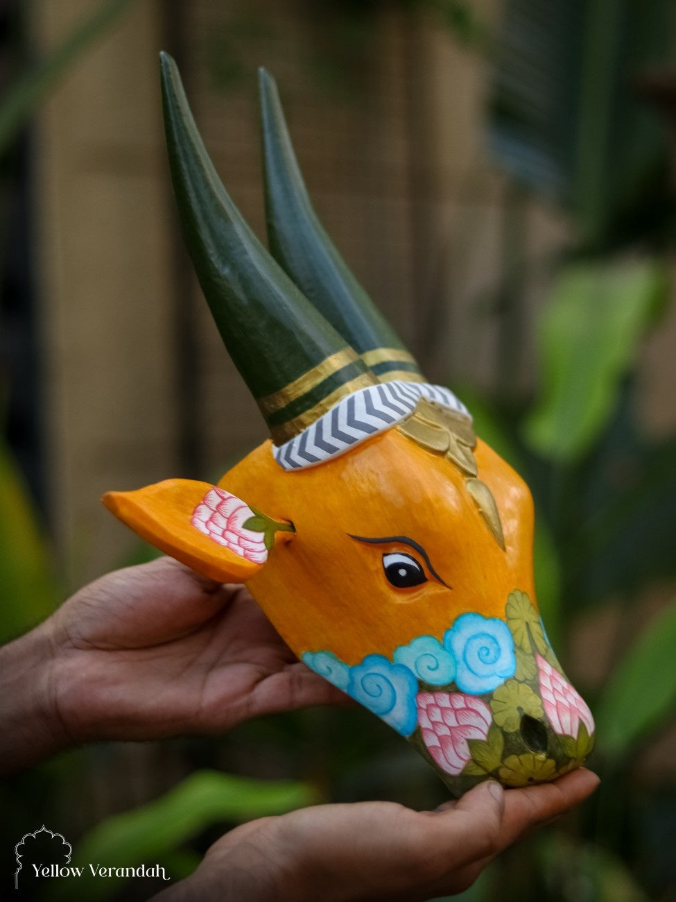 Wooden Cow Head Wall Decor - 15"