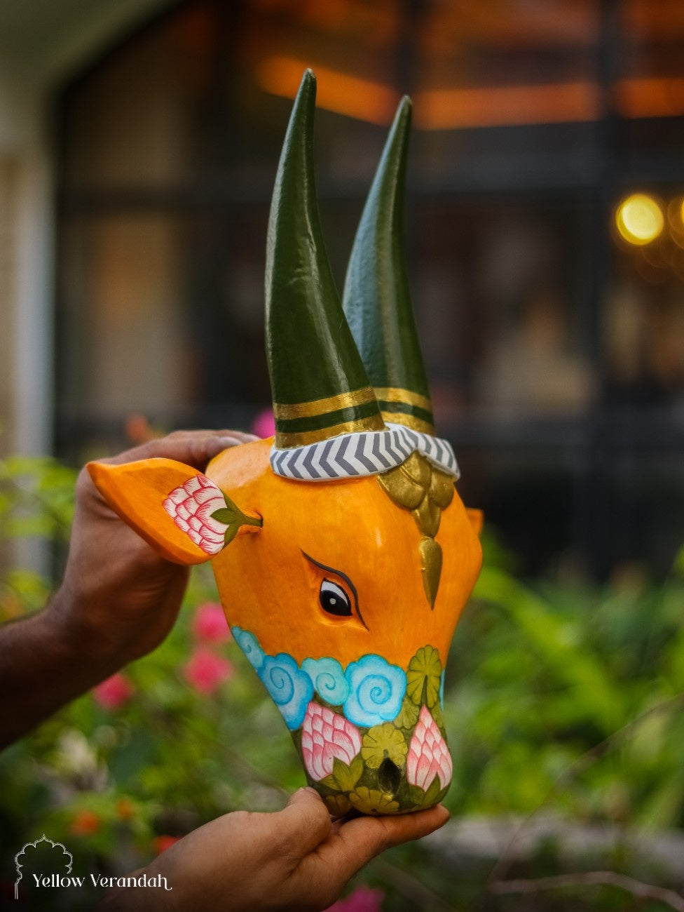 Wooden Cow Head Wall Decor - 15"