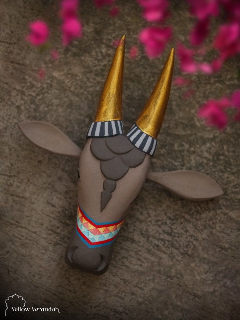 Wooden Cow Head Wall Decor - 10"