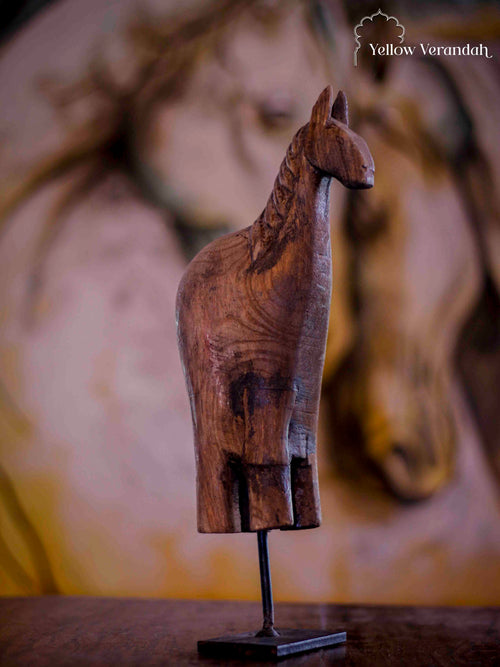 Antique Wooden Horse On Stand