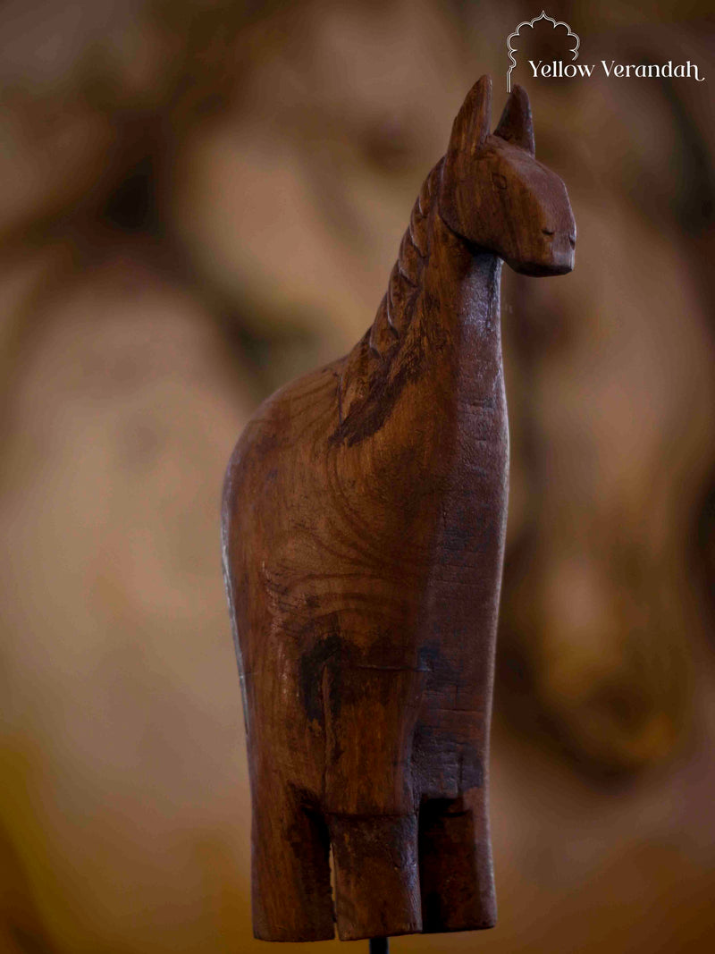 Antique Wooden Horse On Stand