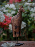 Antique Wooden Horse On Stand