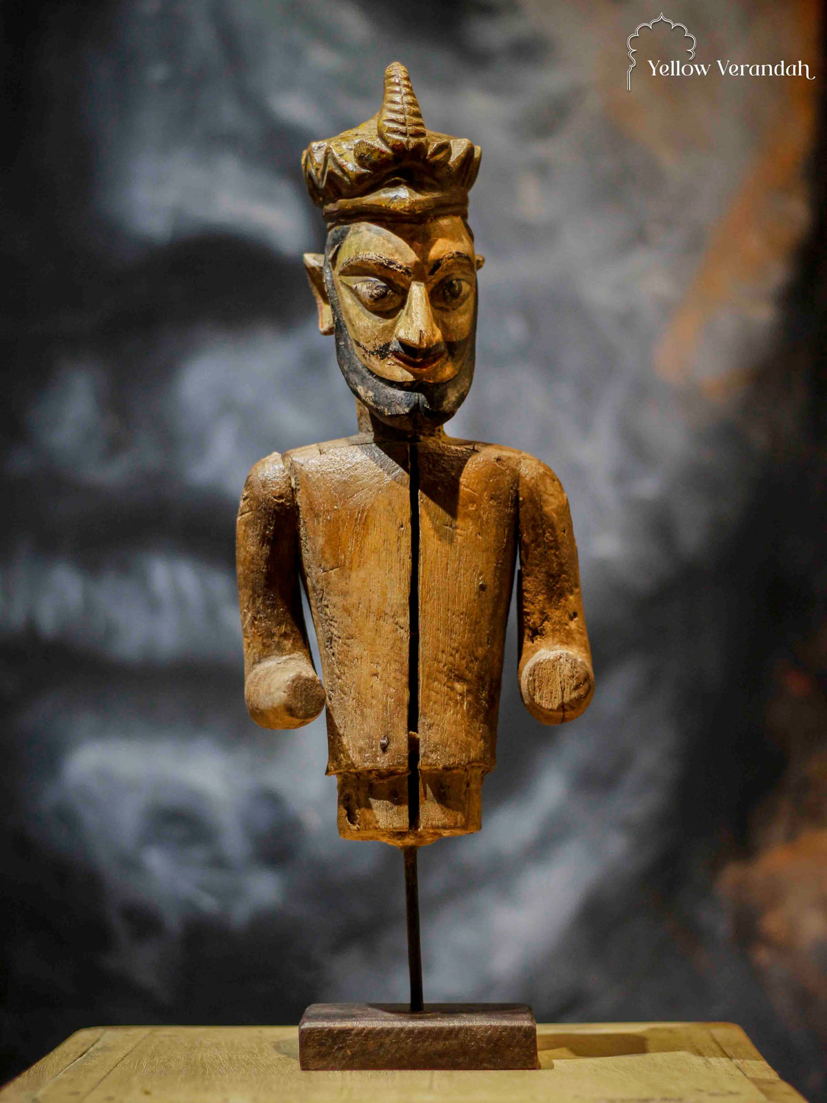 Antique Wooden Human Sculpture on Stand