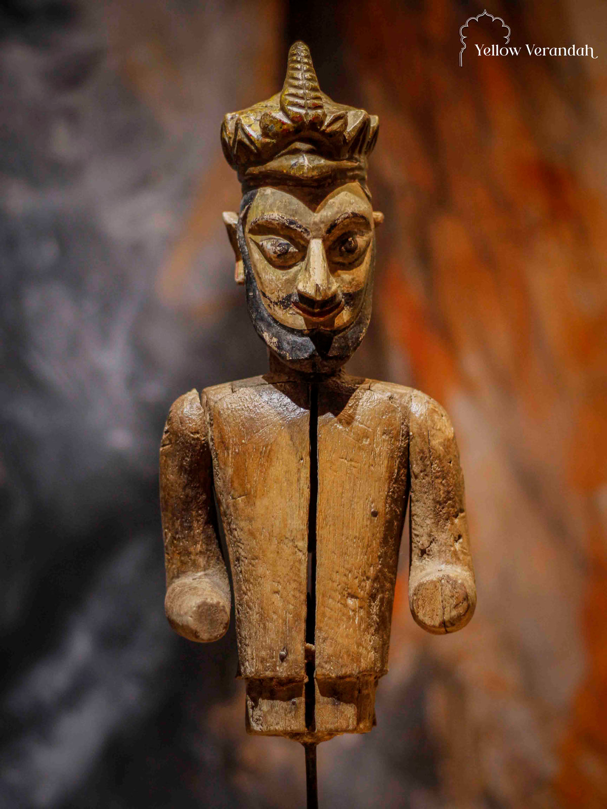 Antique Wooden Human Sculpture on Stand