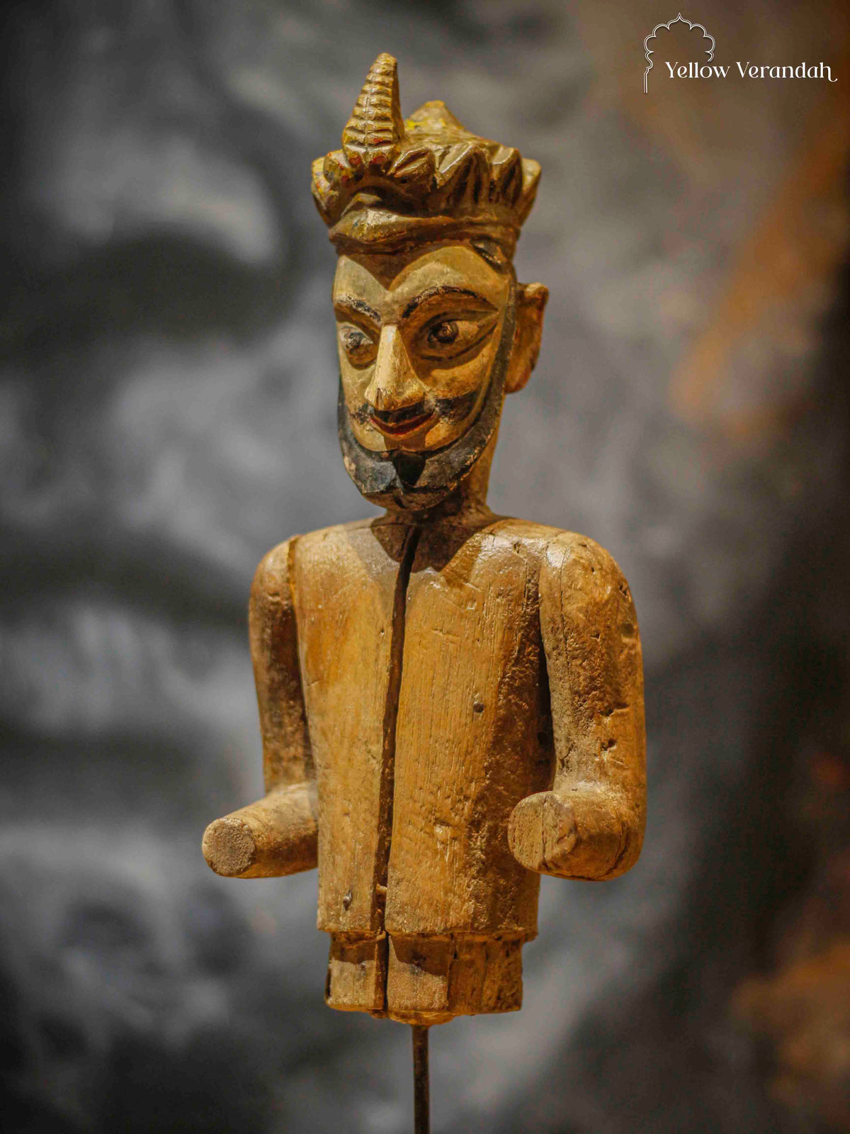 Antique Wooden Human Sculpture on Stand