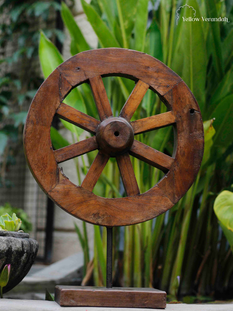 Antique Wooden Wheel Decor