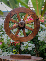 Antique Wooden Wheel Decor