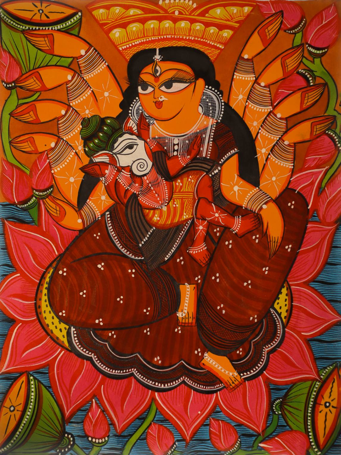 Maa Durga Kalighat Painting