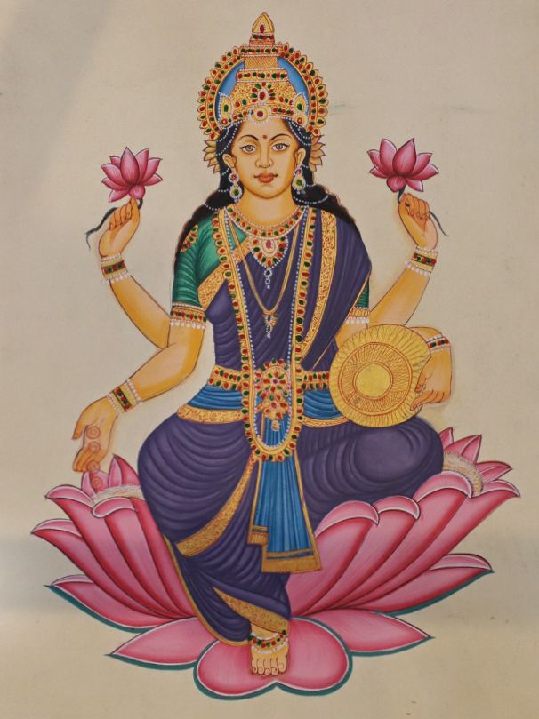 Madhubani Style Lakshmi Painting 