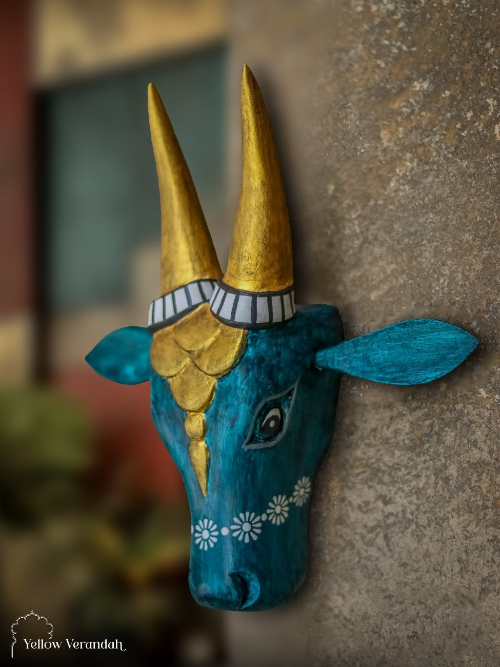 Wooden Cow Head Wall Decor - 10"