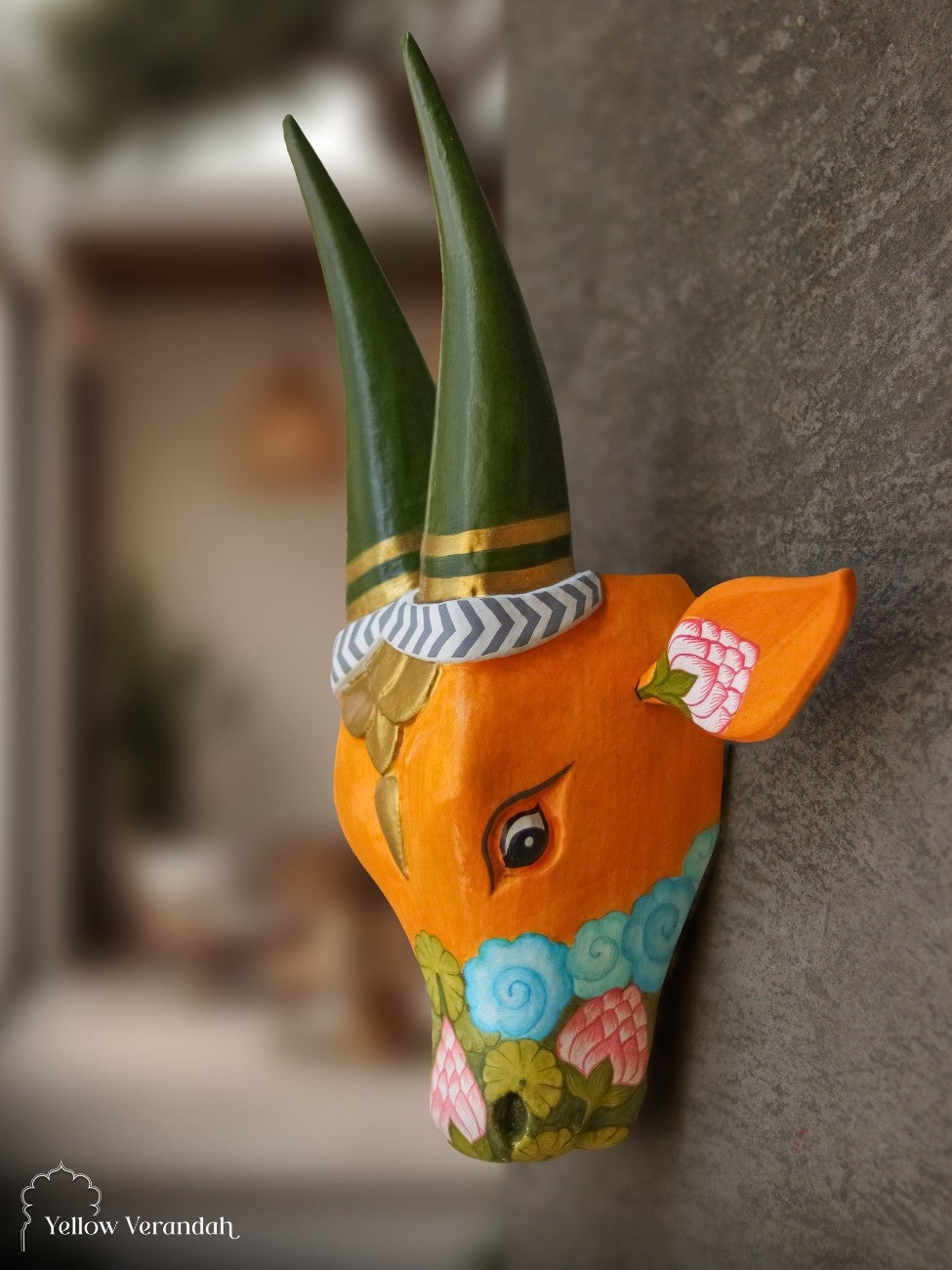 Wooden Cow Head Wall Decor - 15"