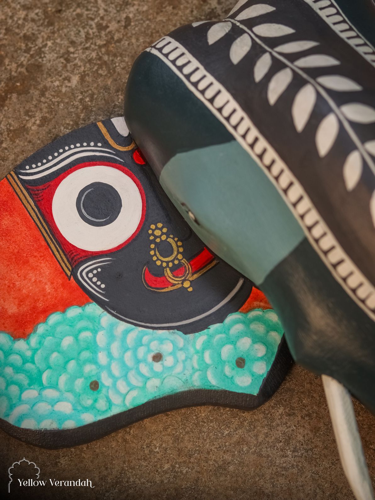 Wooden Handpainted Elephant Head Wall Decor